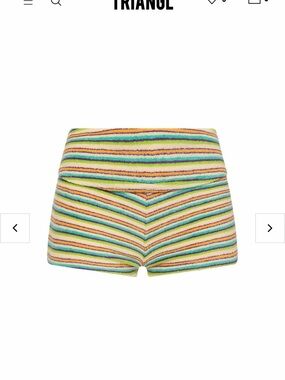 triangl Elli Multicolor Striped Terry Micro Shorts - Green Yellow Orange Blue